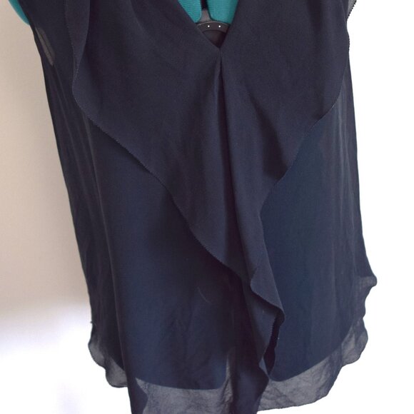 Artizia Babaton Silk Flowy Deep V Ruffle Tank Top - Picture 2 of 6